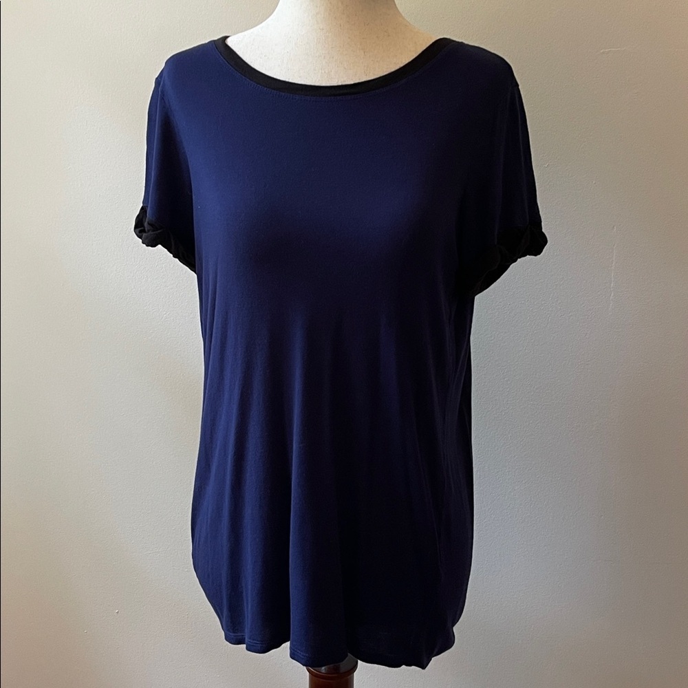 Vince Midnight Blue Black Viscose High Low Tee XS GUC